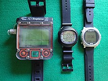 Three representative wrist-mount dive computers