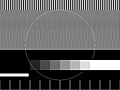 A monochrome test card also used by Deutscher Fernsehfunk used until the launch of the second channel, DFF2, color television and the Television tower.