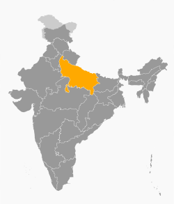 Location of Uttar Pradesh in India