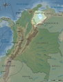 Sur une carte de Colombie