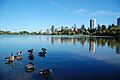 Lost Lagoon with Downtown Vancouver in Background.