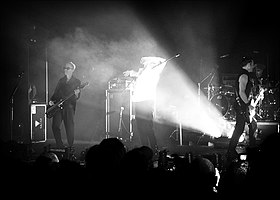 Bauhaus performing live in London in 2006. From left to right: David J, Peter Murphy, and Daniel Ash