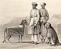 Men in white paijama with hunting cheetahs, India 1844.