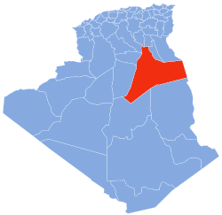 Map of Algeria highlighting Ouargla Province