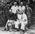 Ghirshman's team in Sialk in 1934: Sitting from R to L: Roman Ghirshman, Tania Ghirshman, and Dr. Contenau.