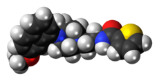 Space-filling model of the S-14671 molecule