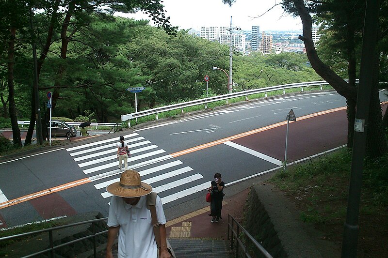 File:多摩市「いろは坂」の階段130806.jpg