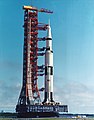 Saturn-V on top of the crawler.