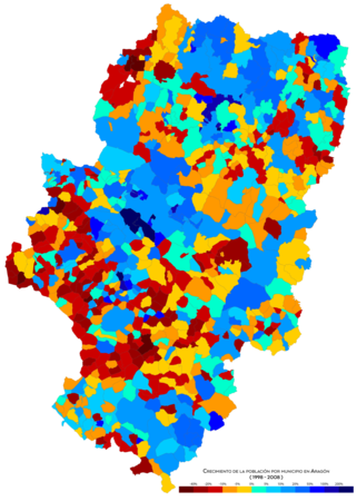 Crecimiento de la población por municipio entre 1998 y 2008