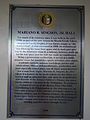 Plaque of the Mariano R. Singson, Jr. Hall