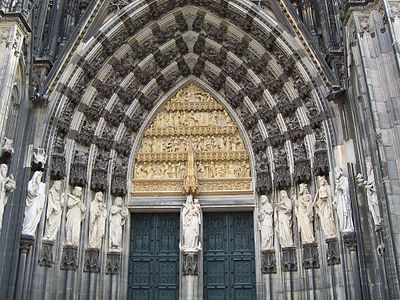 The main entrance shows the 19th century decoration