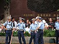 Police stand ready.