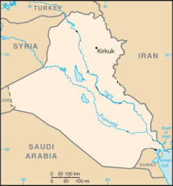 Location of Kirkuk in Iraqi map