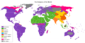 Religions of the world, mapped by distribution.