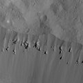 6 June 2018: Dawn Final Map Orbit 35 km (22 mi) OccatorCrater: (Boulders;Landslides;EasternRim-1;EasternRim-2) (view on commons)