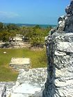 Aerial view from El Castillo of the archaeological site El Meco