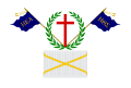 Flag of the Filiki Eteria with initials of the motto "Freedom or Death"