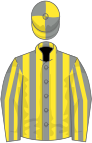 Grey and yellow stripes, quartered cap