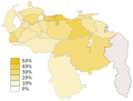 Porcentaje de votos de PJ dentro de la coalición opositora en las elecciones presidenciales de Venezuela de 2006.