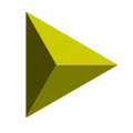 The 6 lines of the symbol can be seen in 6 edges of the regular tetrahedron (triangular pyramid), as viewed above one of the vertices