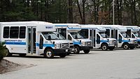 Shuttle vans at the MART headquarters in Fitchburg