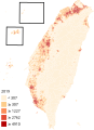 Image 47Population density map of Taiwan in 2019 (from History of Taiwan)