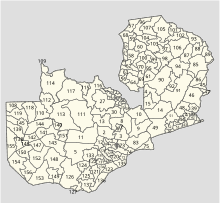 Map of the Zambian National Assembly constituencies