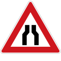 Road narrows (both sides)