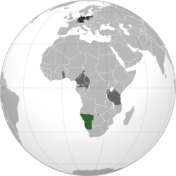 Green: British South-West Africa