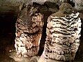 This image of two large Stalagmites called, "The Hall of Giants" was named when the first explorers who where a group of twelve women, discovered them in 1867 at Fantastic Caverns.