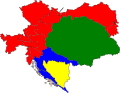 Una opción de cuatro entidades: Austria, Hungría, Croacia (azul) y Bosnia y Herzegovina.