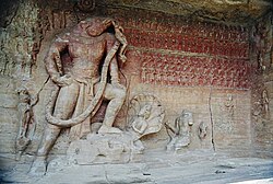 Massive rock-cut sculpture depicting Vishnu in his Varaha incarnation at the Udayagiri Caves, near Vidiśā, carved when the city was a provincial capital of the Gupta Empire