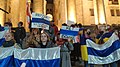 White-blue-white flag in Tbilisi, Georgia on 2 March 2022