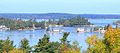 Several of the thousand islands viewed from New York toward Ontario