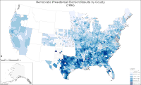 Map of Democratic presidential election results by county