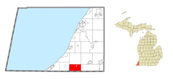 Location within Berrien County (red) and the administered village of Galien (pink)