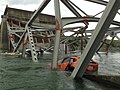 Collapsed section of the I-5 bridge