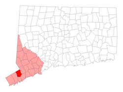 Location in Fairfield County, Connecticut