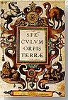 Title page of Speculum Orbis Terrae by Cornelis de Jode (1593). Cornelis was the son of Gerard de Jode. When his father died in 1591, Cornelis de Jode took over the work on his father's uncompleted atlas project (Speculum Orbis Terrarum, originally published in 1578)