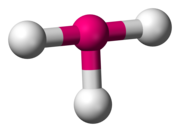 Skeletal model of a planar molecule with a central atom (iodine) symmetrically bonded to three (chlorine) atoms to form a big right-angled 2