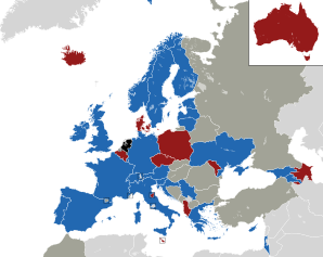 A coloured map of the countries of Europe