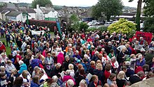 Singers gather for the massed sing at the Street Choirs Festival, Kendal, 2017