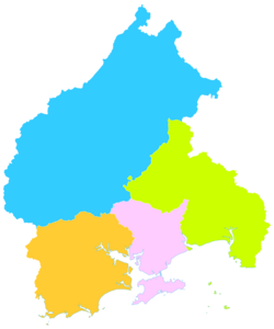 Yangchun is the northernmost division on this map of Yangjiang