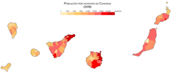 Población por municipio en Canarias.