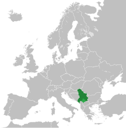 Location of Serbia and Montenegro (2003–2006) Federal Republic of Yugoslavia (1992–2003)