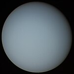 A planet, Uranus, as seen by Voyager 2