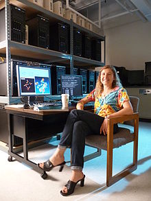 Anna Krylov sitting at her desk