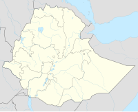 Map of Ethiopia with mark showing location of Lake Zway