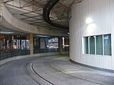 Detail of the track looping around inside the building