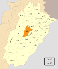 Map of Punjab, with Jhang District shown in orange.